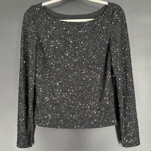 VIE‎ BY VICTORIA ROYAL BLACK BEADED SEQUINED TOP